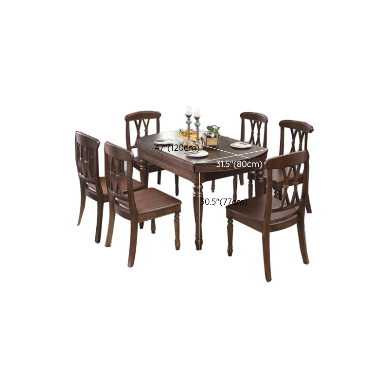 Solid Wood Extendable Dining Table Set 5/7 Pieces Dining Set for Kitchen