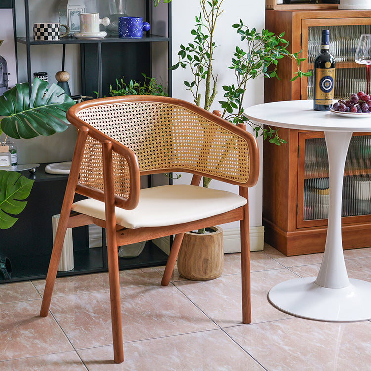 Rubberwood Solid Wood Dining Chair Indoor Dining Arm Chair for Dining Room