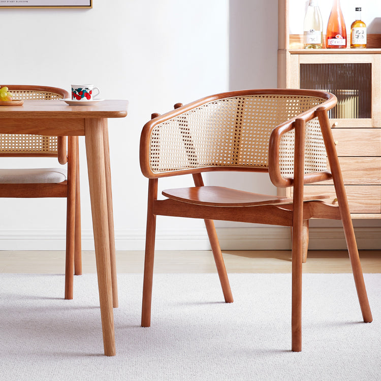 Rubberwood Solid Wood Dining Chair Indoor Dining Arm Chair for Dining Room