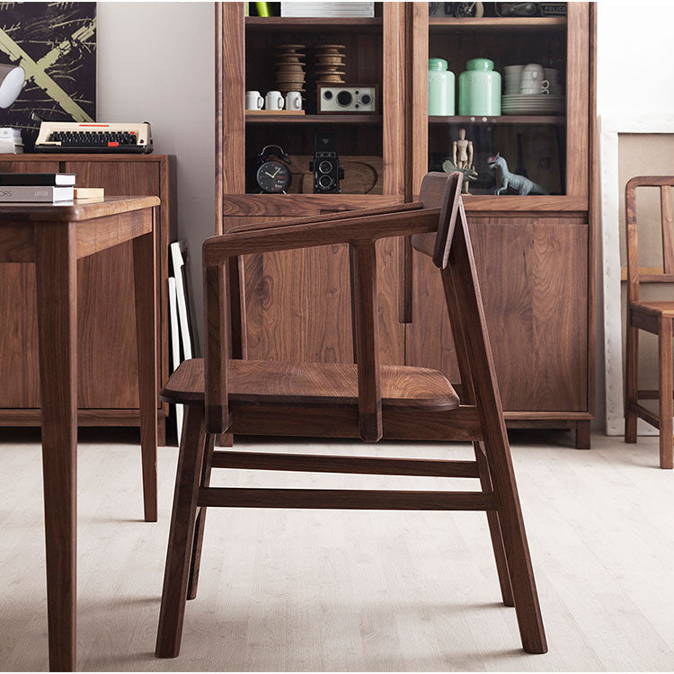Solid Wood Arm Chair Open Back Dining Arm Chair for Dining Room
