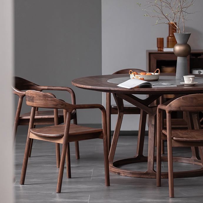 Solid Wood Dining Arm Chair Open Back Dining Arm Chair for Dining Room