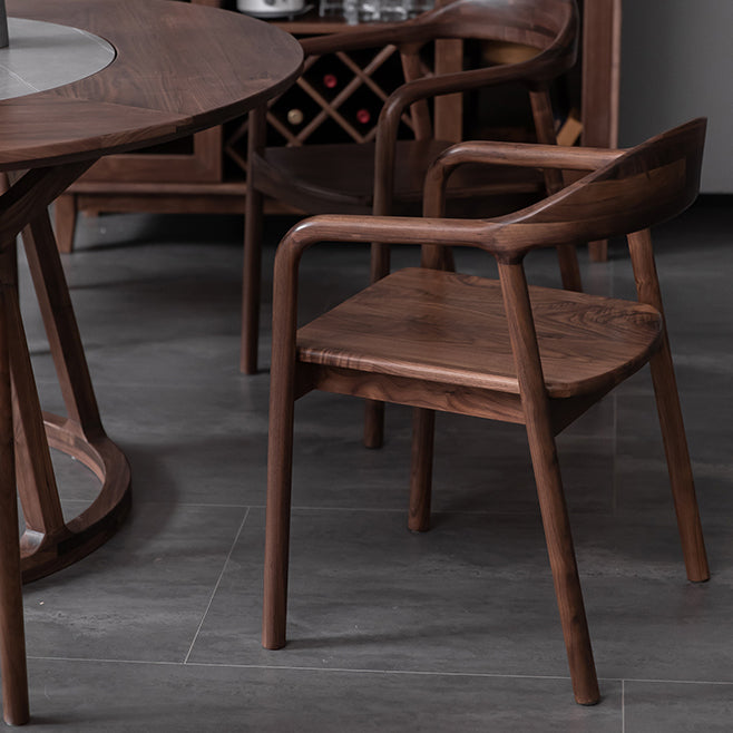 Solid Wood Dining Arm Chair Open Back Dining Arm Chair for Dining Room