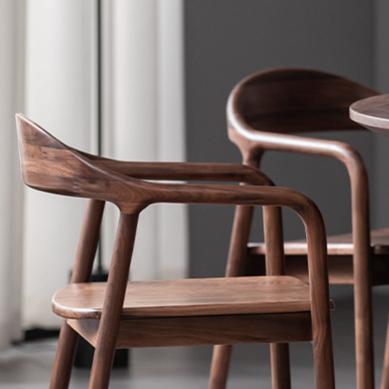 Solid Wood Dining Arm Chair Open Back Dining Arm Chair for Dining Room