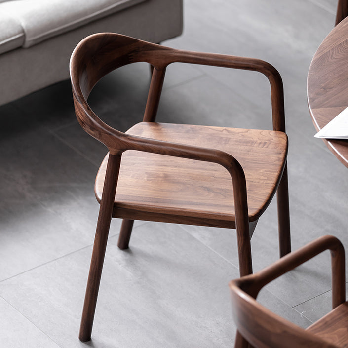 Solid Wood Dining Arm Chair Open Back Dining Arm Chair for Dining Room