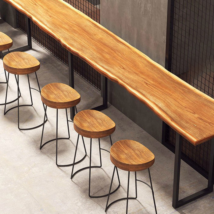 Industrial Style Metal Bar Stool Armless Bar Stool with Black Base