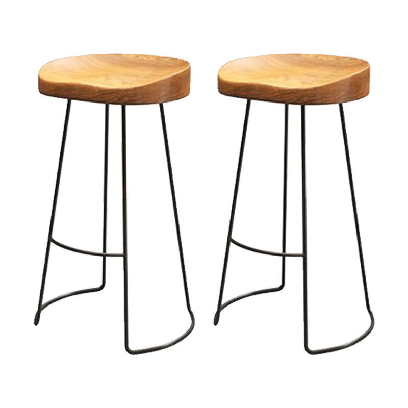 Industrial Style Metal Bar Stool Armless Bar Stool with Black Base