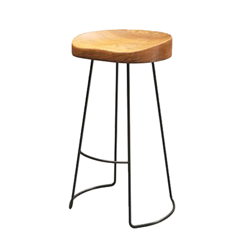 Industrial Style Metal Bar Stool Armless Bar Stool with Black Base
