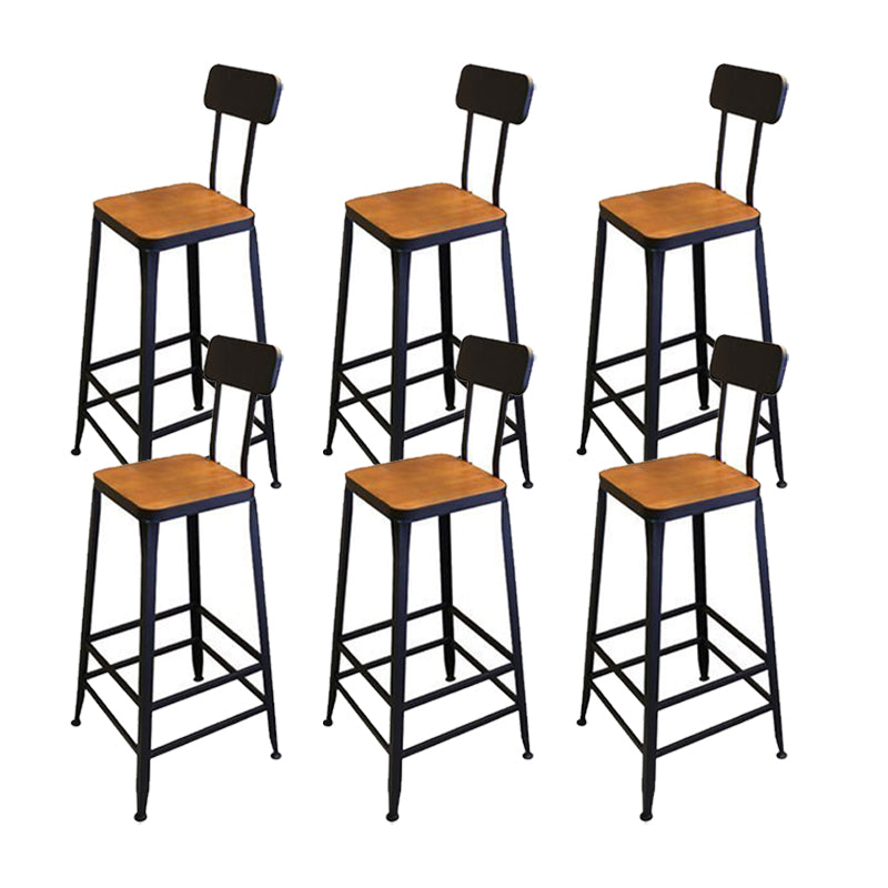 Industrial Style Metal Bar Stool Armless Bar Stool with Black Base