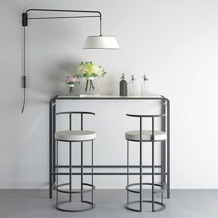 Modern Bar Dining Table Rectangle Indoor Bar Stool Table with Footrest