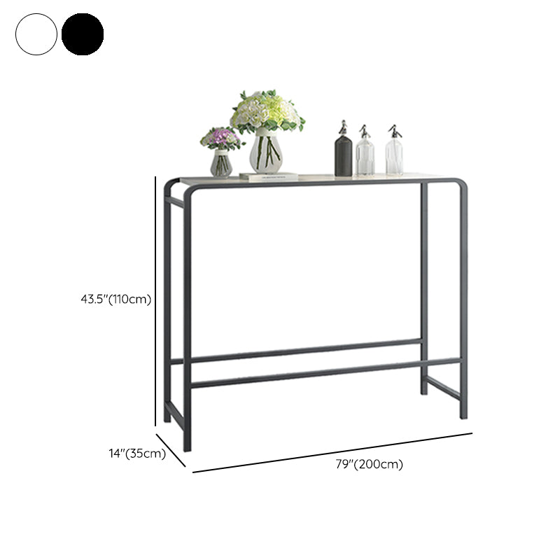 Modern Bar Dining Table Rectangle Indoor Bar Stool Table with Footrest