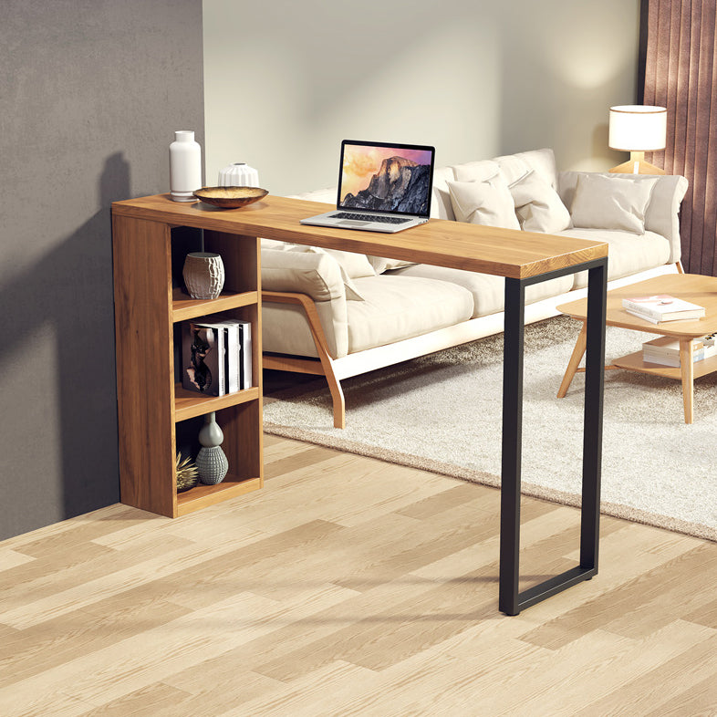 Solid Wood Bar Stool Table Industrial Style Bar Dining Table with Storage