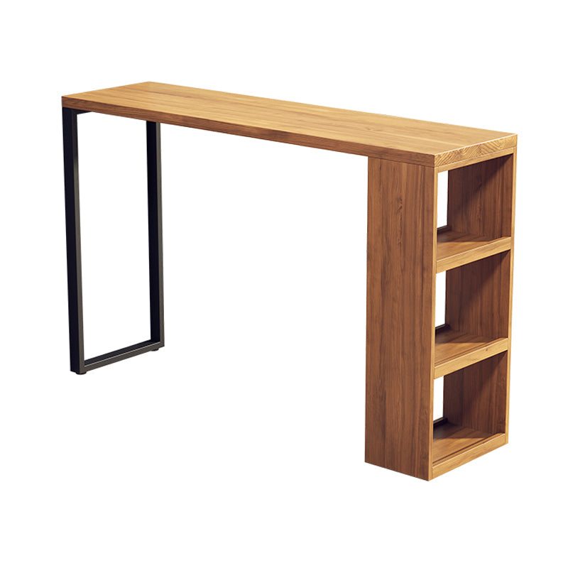 Solid Wood Bar Stool Table Industrial Style Bar Dining Table with Storage
