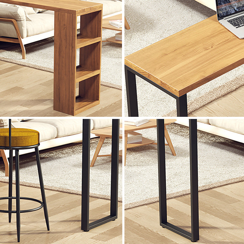 Solid Wood Bar Stool Table Industrial Style Bar Dining Table with Storage