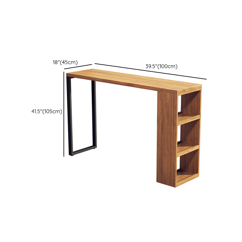 Solid Wood Bar Stool Table Industrial Style Bar Dining Table with Storage