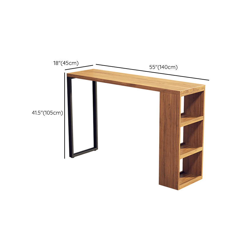 Solid Wood Bar Stool Table Industrial Style Bar Dining Table with Storage