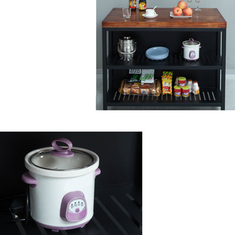 Industrial Stationary Kitchen Island Solid Wood Kitchen Island Table