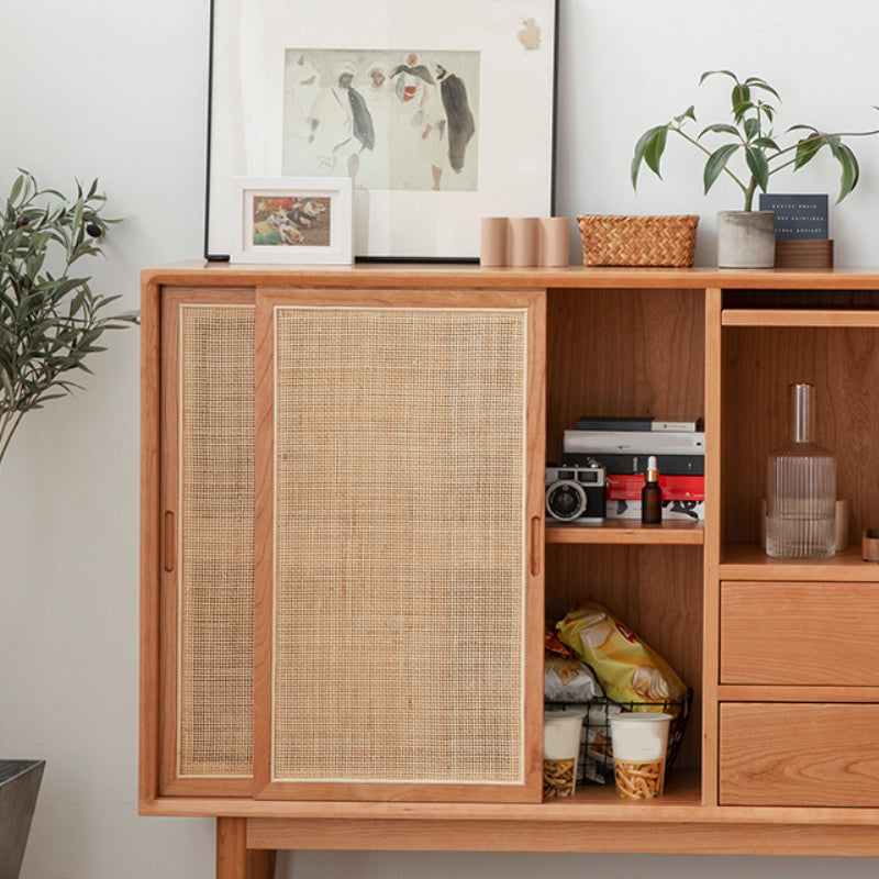 Contemporary Side Board Pine Sideboard Cabinet with Drawers for Dining Room
