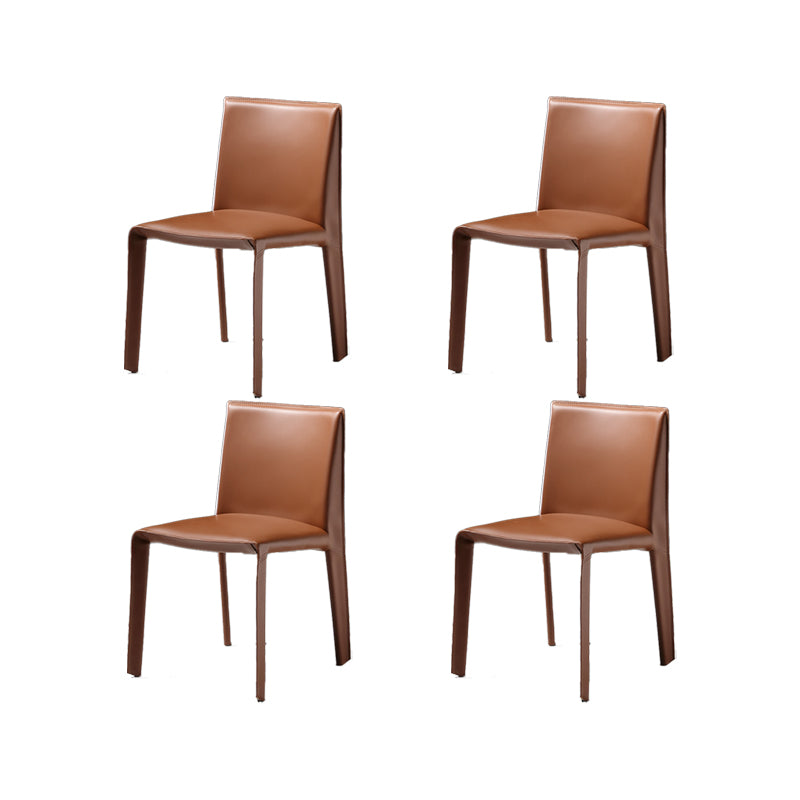 Contemporary Side Chair Metal Solid Back Dining Chair for Indoor