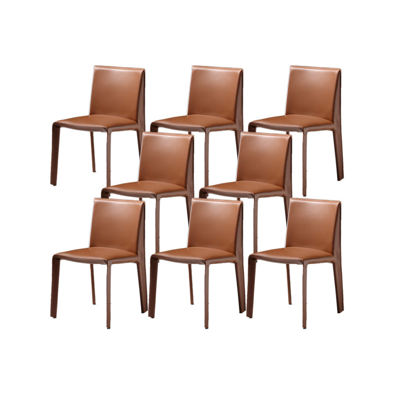 Contemporary Side Chair Metal Solid Back Dining Chair for Indoor