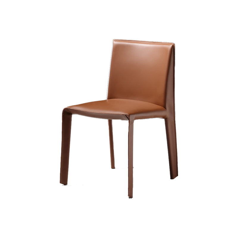 Contemporary Side Chair Metal Solid Back Dining Chair for Indoor