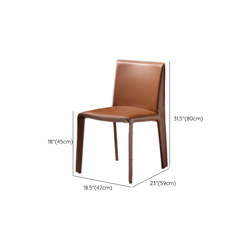 Contemporary Side Chair Metal Solid Back Dining Chair for Indoor