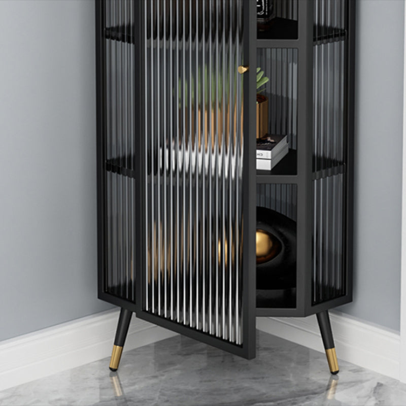 Contemporary Curio Cabinet Glass Doors Metal Buffet Cabinet for Dining Room