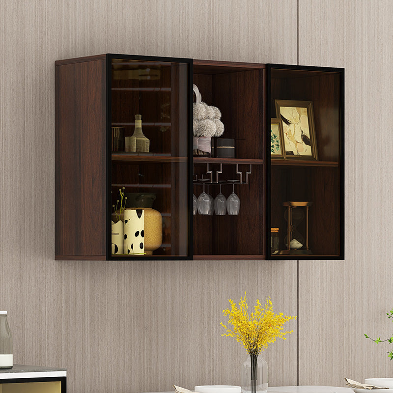 Contemporary Wall Mounted Display Stand Faux Wood Buffet Cabinet for Dining Room