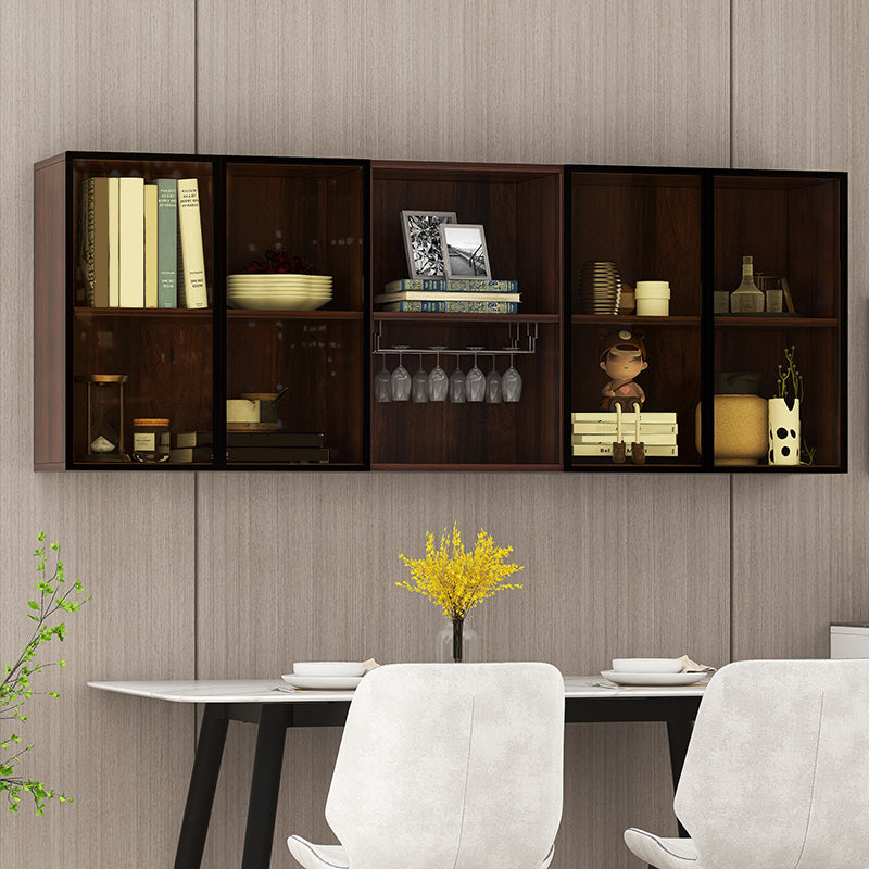 Contemporary Wall Mounted Display Stand Faux Wood Buffet Cabinet for Dining Room