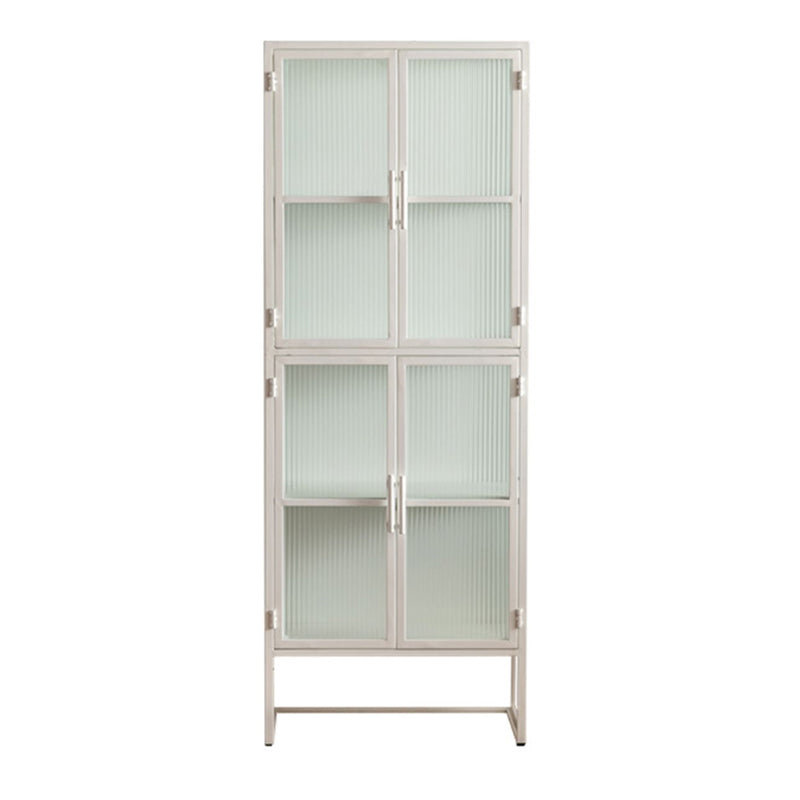 Contemporary Curio Cabinet Metal Glass Doors Buffet Cabinet for Dining Room