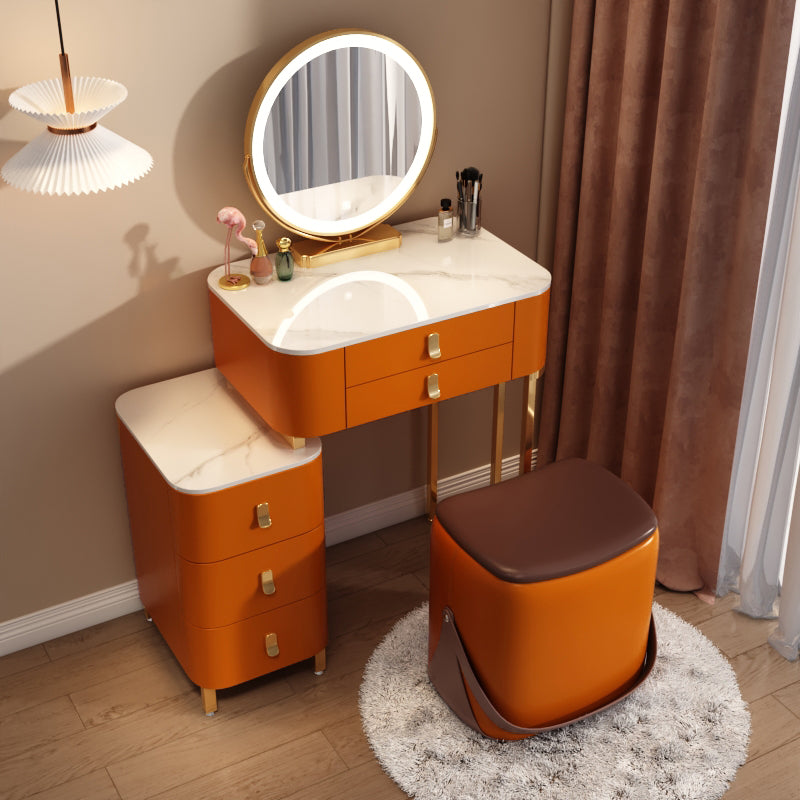 Contemporary Stone Vanity Dressing Table Bedroom Makeup Vanity Desk with Drawer