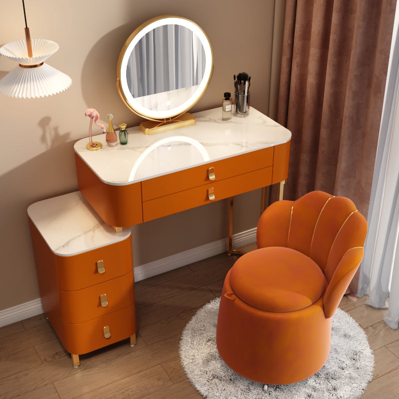 Contemporary Stone Vanity Dressing Table Bedroom Makeup Vanity Desk with Drawer