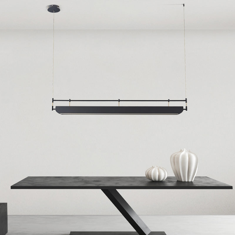 Black Modern Pendant Light Rectangle Shape Island Light with Acrylic Shade for Living Room