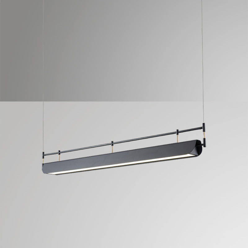 Black Modern Pendant Light Rectangle Shape Island Light with Acrylic Shade for Living Room