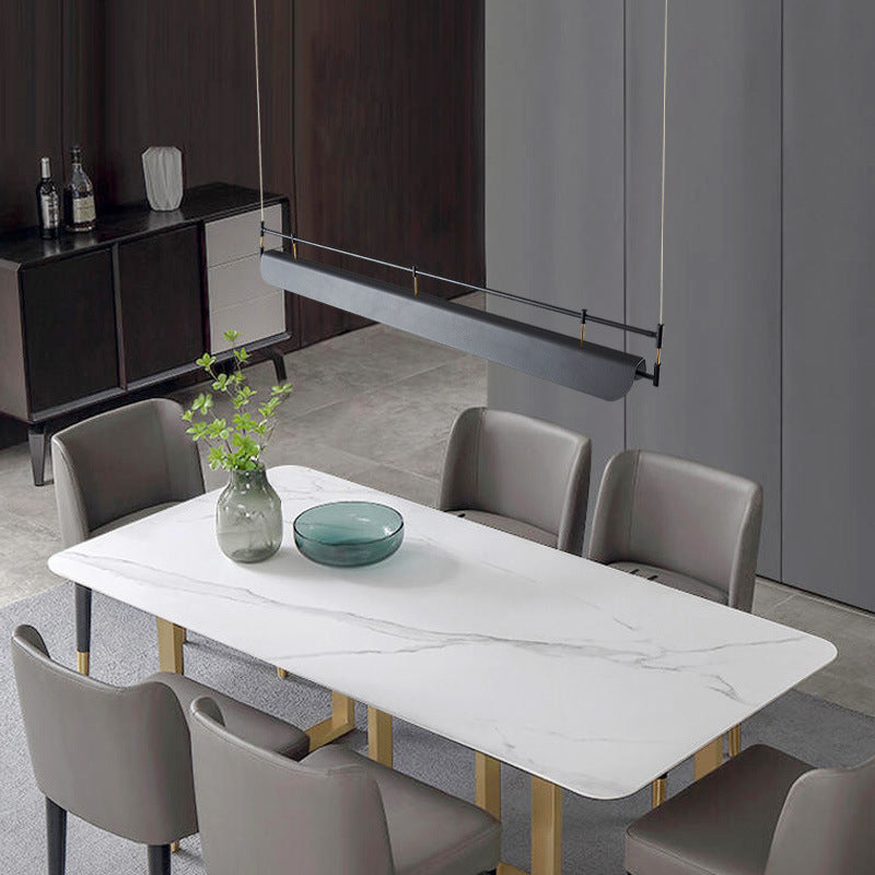 Black Modern Pendant Light Rectangle Shape Island Light with Acrylic Shade for Living Room