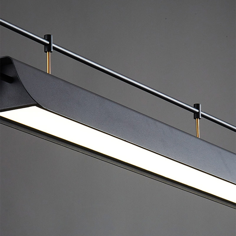 Black Modern Pendant Light Rectangle Shape Island Light with Acrylic Shade for Living Room