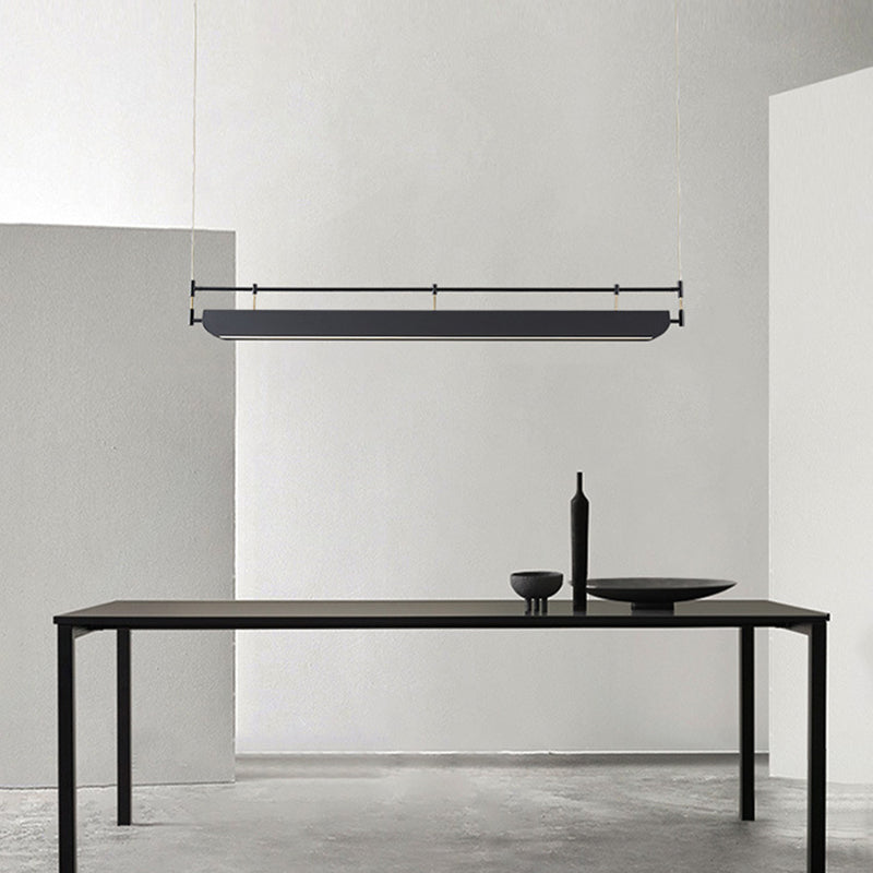 Black Modern Pendant Light Rectangle Shape Island Light with Acrylic Shade for Living Room