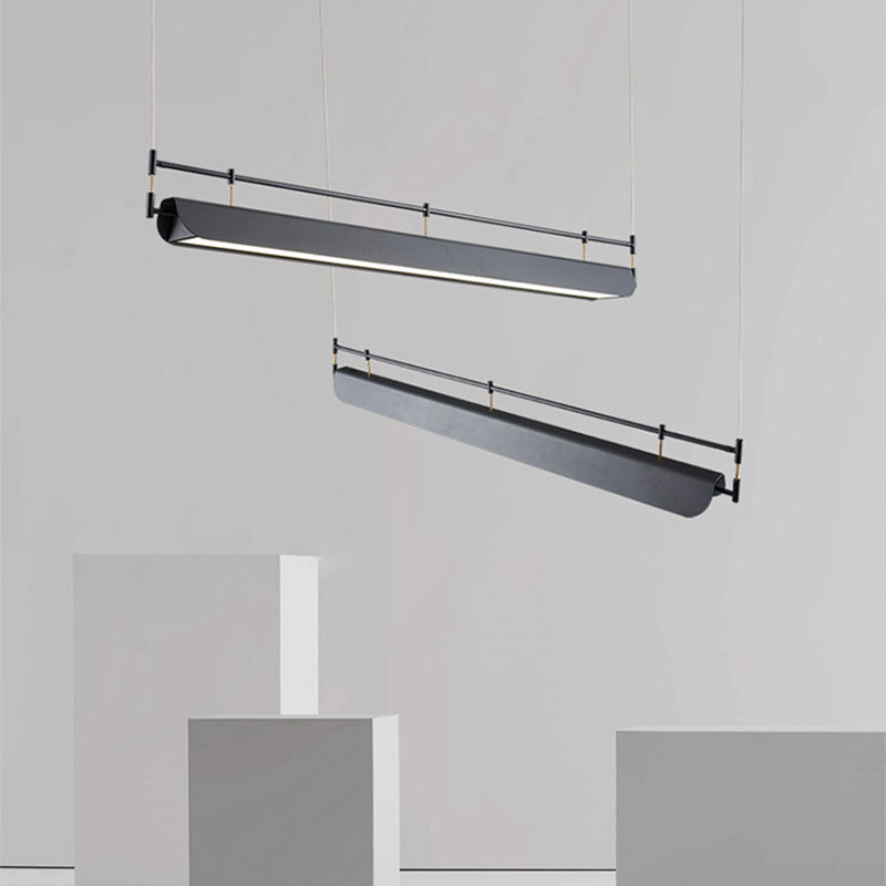 Black Modern Pendant Light Rectangle Shape Island Light with Acrylic Shade for Living Room