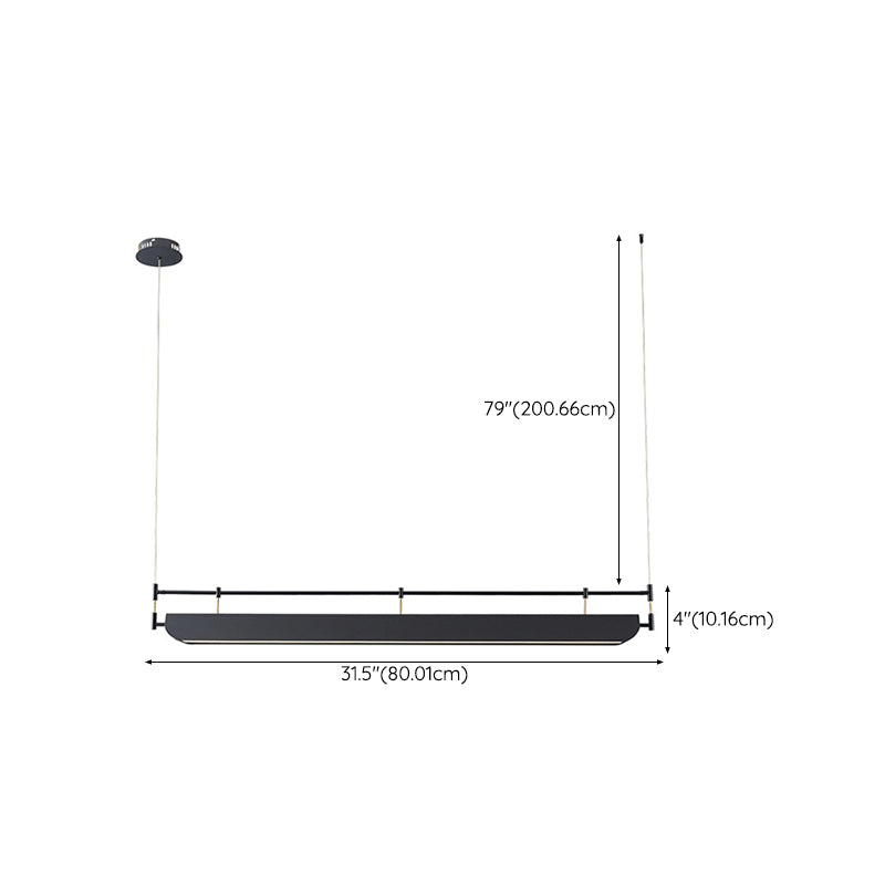 Black Modern Pendant Light Rectangle Shape Island Light with Acrylic Shade for Living Room