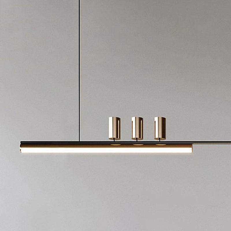 Modern LED Metal Pendant Light Linear Shape Island Lamp with Acrylic Shade for Living Room