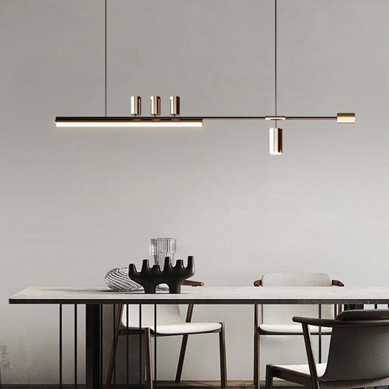 Modern LED Metal Pendant Light Linear Shape Island Lamp with Acrylic Shade for Living Room