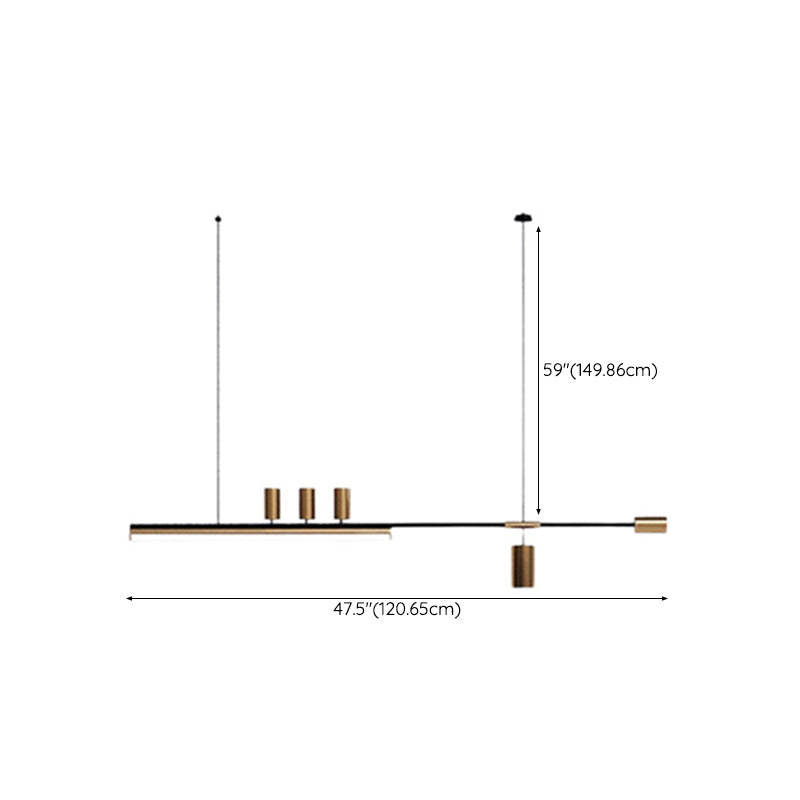 Modern LED Metal Pendant Light Linear Shape Island Lamp with Acrylic Shade for Living Room