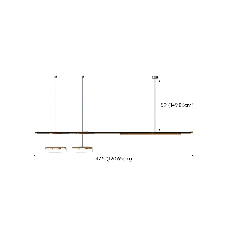 Modern LED Metal Pendant Light Linear Shape Island Lamp with Acrylic Shade for Living Room