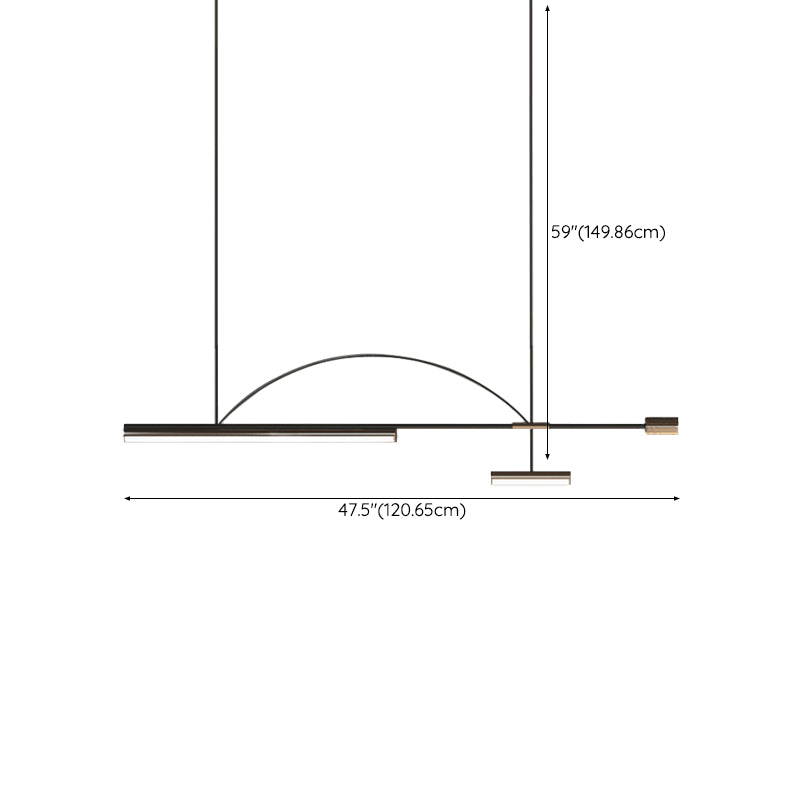 Modern LED Metal Pendant Light Linear Shape Island Lamp with Acrylic Shade for Living Room