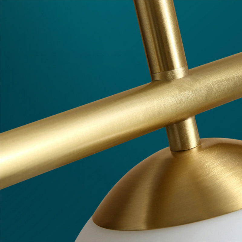 Golden Island Lamp Modern Copper Island Hanging Lamp with Glass Shade for Dining Room