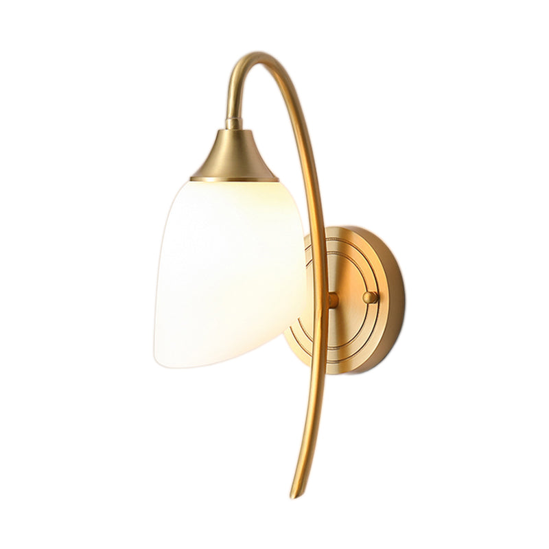 Modern Wall Lamp Copper Wall Mount Lamp with Glass Shade for Bedroom