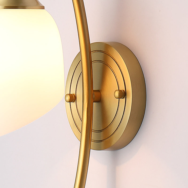 Modern Wall Lamp Copper Wall Mount Lamp with Glass Shade for Bedroom