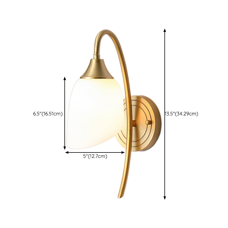Modern Wall Lamp Copper Wall Mount Lamp with Glass Shade for Bedroom