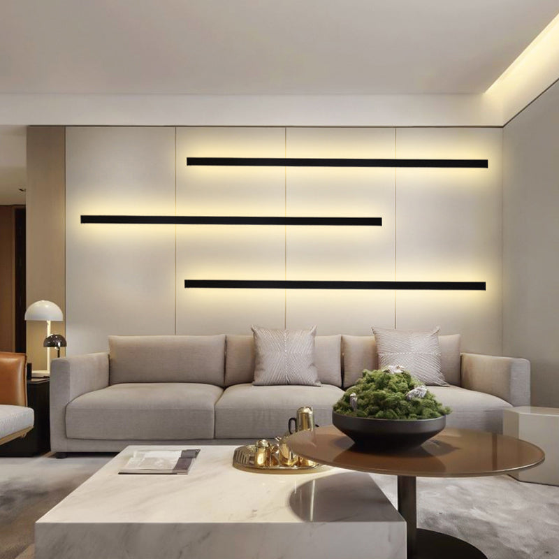 Linear Shape Metal Wall Sconces Modern 1-Light Wall Mount Light Fixture in Black
