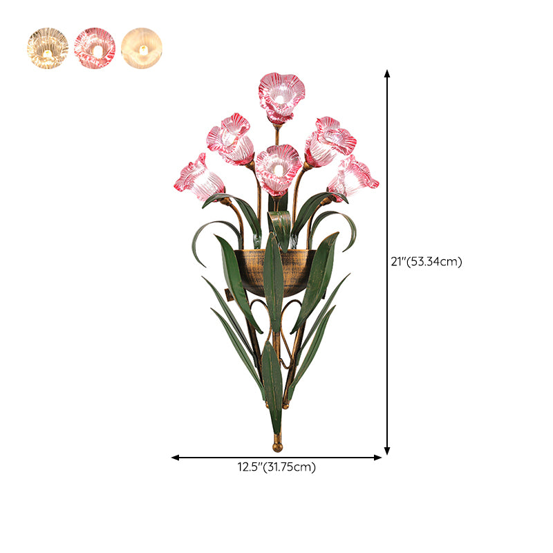 Flower Shape Glass Wall Sconces Modern Multi-Lights Wall Mount Light Fixture
