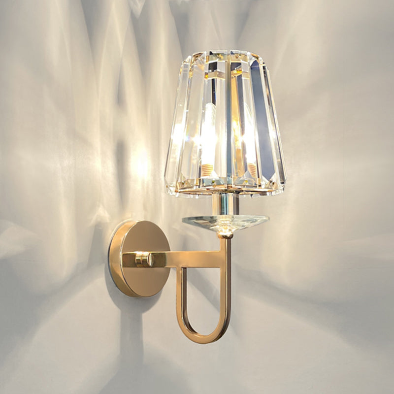Crystal Geometric Shape Wall Sconces Modern 1 Light Wall Mount Light Fixture in Gold